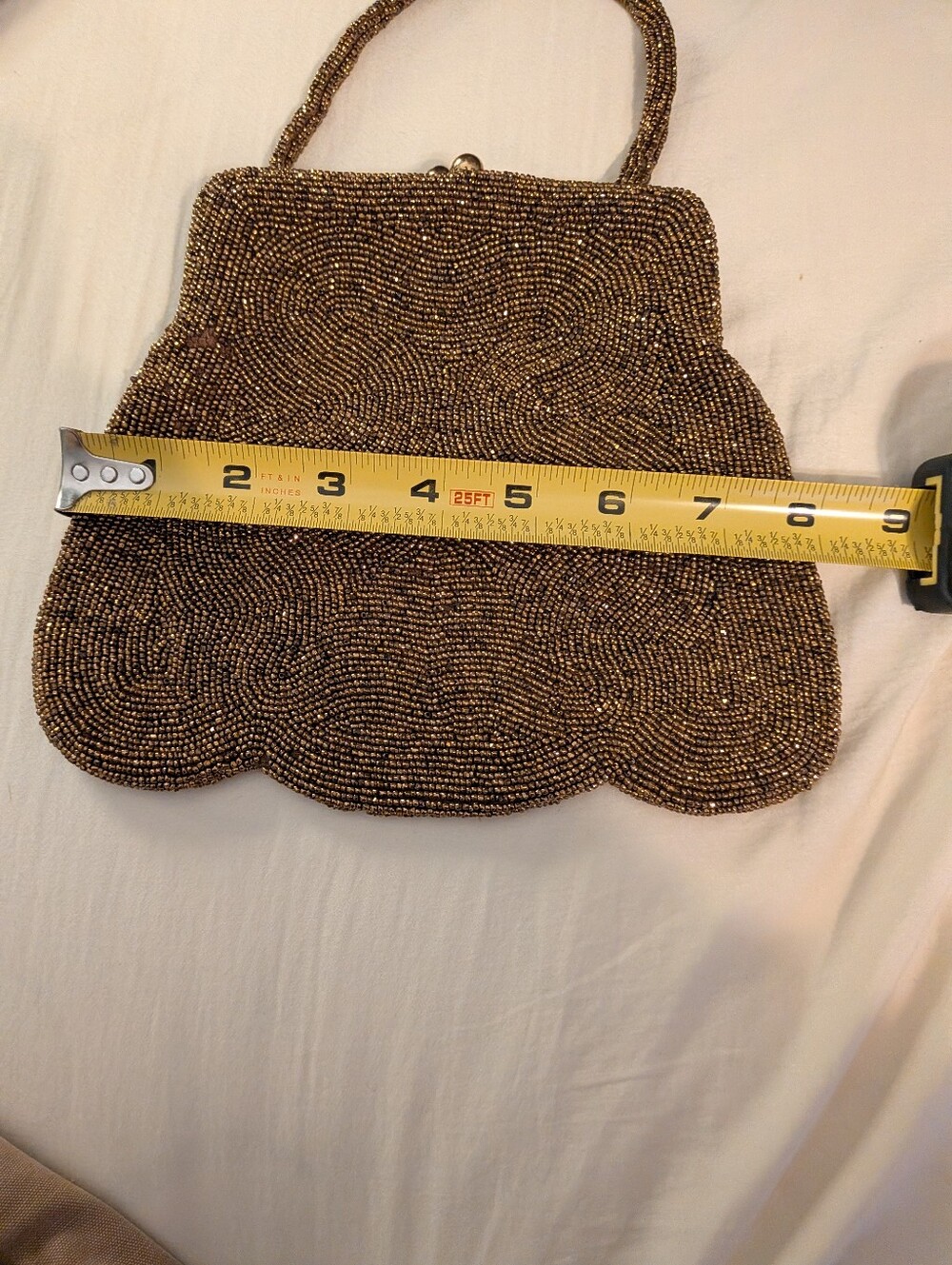 Stix,Baer&Fuller of St.Louis, Made in Belgium,Beaded Evening Handbag in Bronze - Picture 3 of 6